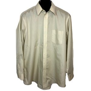 VINTAGE JCPenney Wrinkle-free Beige Oatmeal Button-down Collar Dress Shirt 35